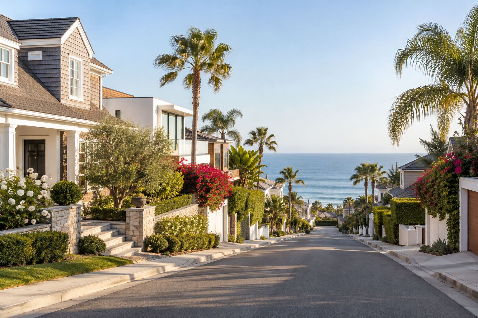 A brick colonial home in Corona del Mar, illustrative